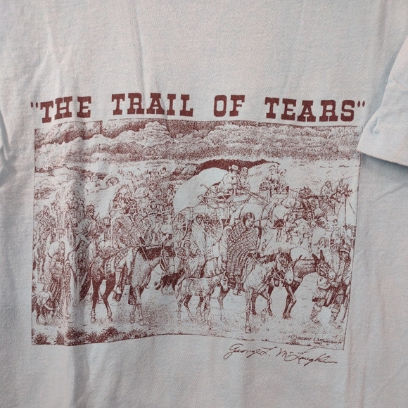 Vintage Single Stitch 1980 - Blue Short Sleeve " The Trail Of Tears" T-shirt - L - Picture 3 of 12